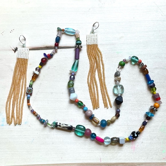 HANDMADE GLASS EARRINGS | Midi Beacon One of a Kind Earrings in Golden Shoot - Picture 5 of 5